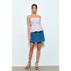 Gold Floral Button Denim Mini Skirt