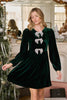Glow Bow Velvet Mini Dress