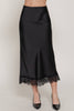 Black Satin and Lace Slip Skirt