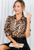 Leopard-Print Puff Sleeve Satin Blouse