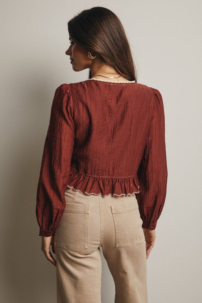 Cherry Wood Peplum Blouse