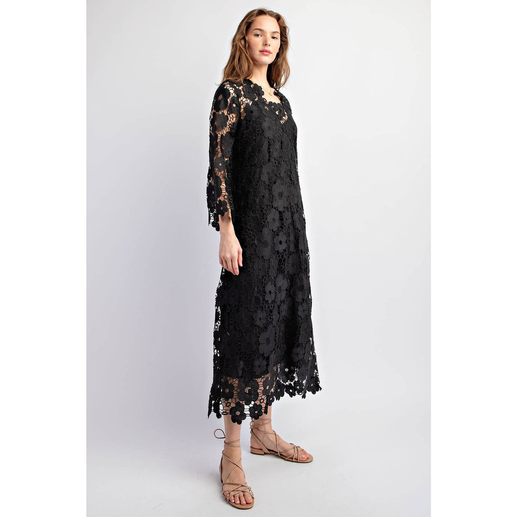 Crocheted Lace Relaxed Fit Dress