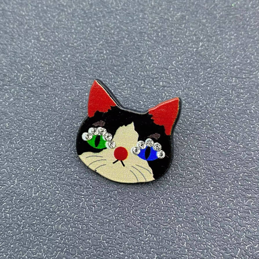 Calico Cat Head Brooch