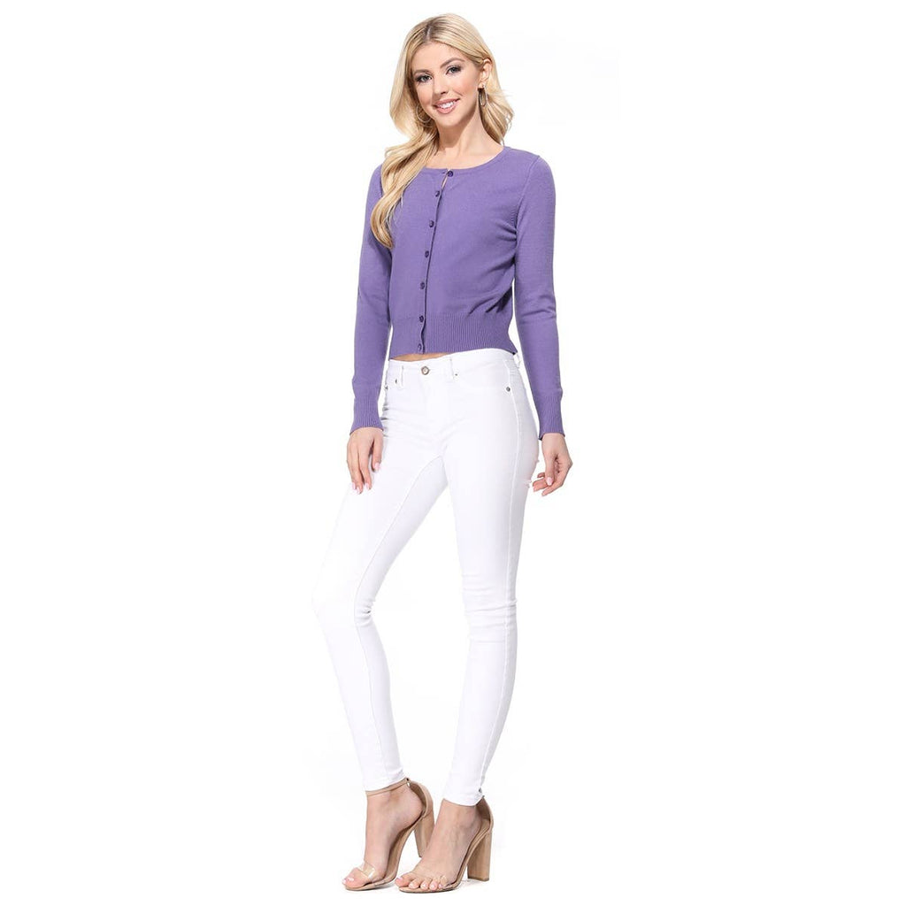 Long Sleeve Crew Cardi:Blueberry