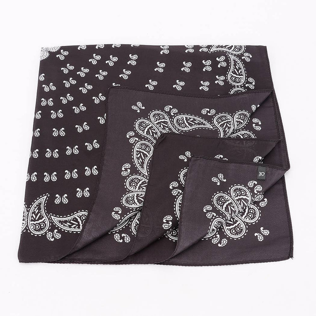 Black Silky Western Bandana