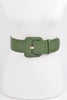 Faux Leather Wide Belt: Olive