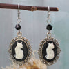White Cat Cameo Earrings