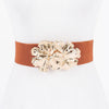 Metal Flower Elastic Belt: Cinammon