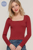 Wide Neck with Bow Seamless Top: Wine