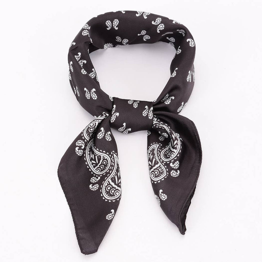 Black Silky Western Bandana