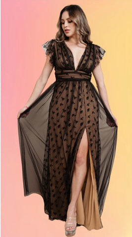 Satin Leopard Maxi Dress