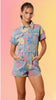 Retro Floral Denim Romper