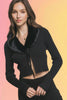 Fluffy Collar Cardigan: Black