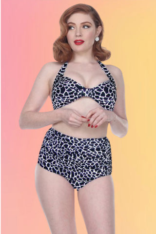 Vintage Style 2 Piece Swimsuit: Black Gingham