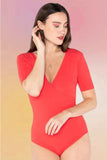 Bamboo Wrap Front Body Suit: Goji