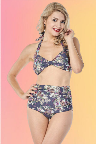 Vintage Style 2 Piece Swimsuit: Black