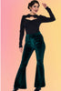 Green Velvet Flared Pants
