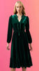 Charleston Ruffle Velvet Midi Dress: Green