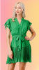 Leaf Green Ruffle Mini Dress
