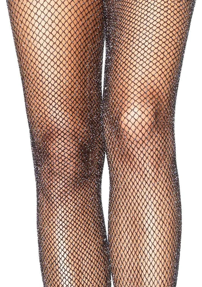 Glitter Fishnets: Black/Silver