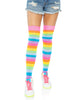 Neon Rainbow Thigh High Socks