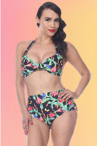 Vintage Style 2 Piece Swimsuit: Black