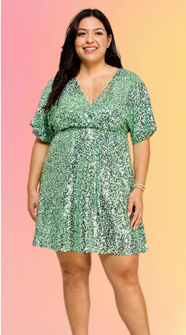 Leaf Green Ruffle Mini Dress
