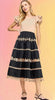 Mixed Media Lace Trim Midi Dress