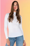 Bamboo Mock Neck L/S Top: White