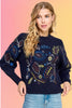 Navy Embroidered Sweater