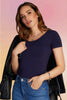 Bamboo Scoop Neck Tee: Navy