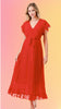 Flamenco Red Ruffle Maxi Dress