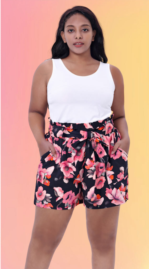 Paper Flower Hi-Waisted Shorts