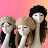 Pearl Embroidered Beret: Black