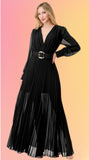 Raven Goddess Pleated Maxi Dress