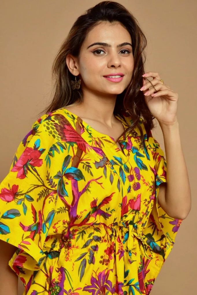 Sunny Jungle Bird Print Caftan