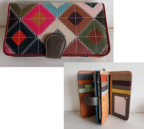 Quilted Leather Wallet: Diamonds