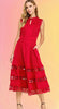 Spanish Scallop Edge Satin Midi Dress