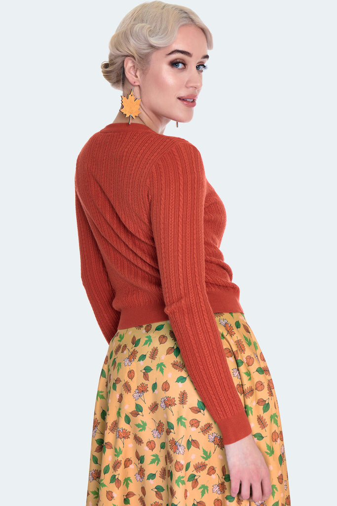 Pumpkin Cable Knit Cardigan