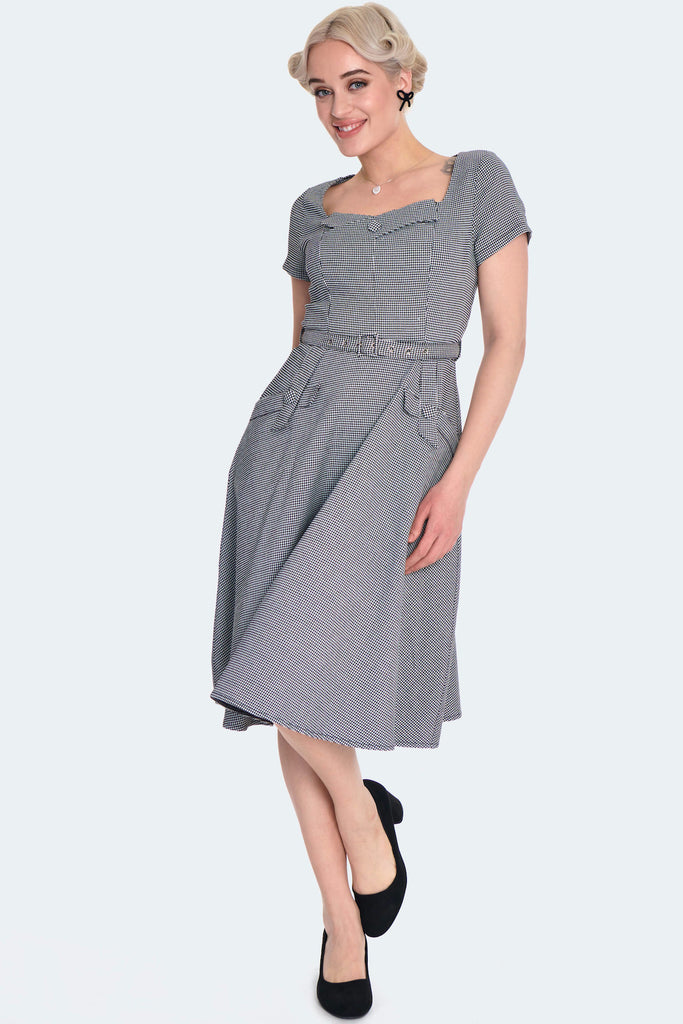 Houdstooth Fit & Flare Dress