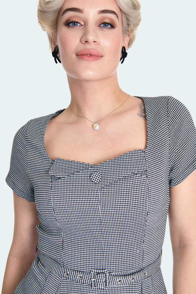 Houdstooth Fit & Flare Dress