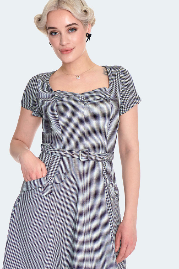 Houdstooth Fit & Flare Dress