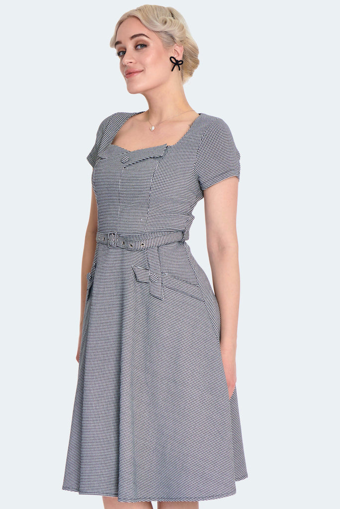 Houdstooth Fit & Flare Dress