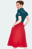 Red Hi-Waisted Flared Skirt