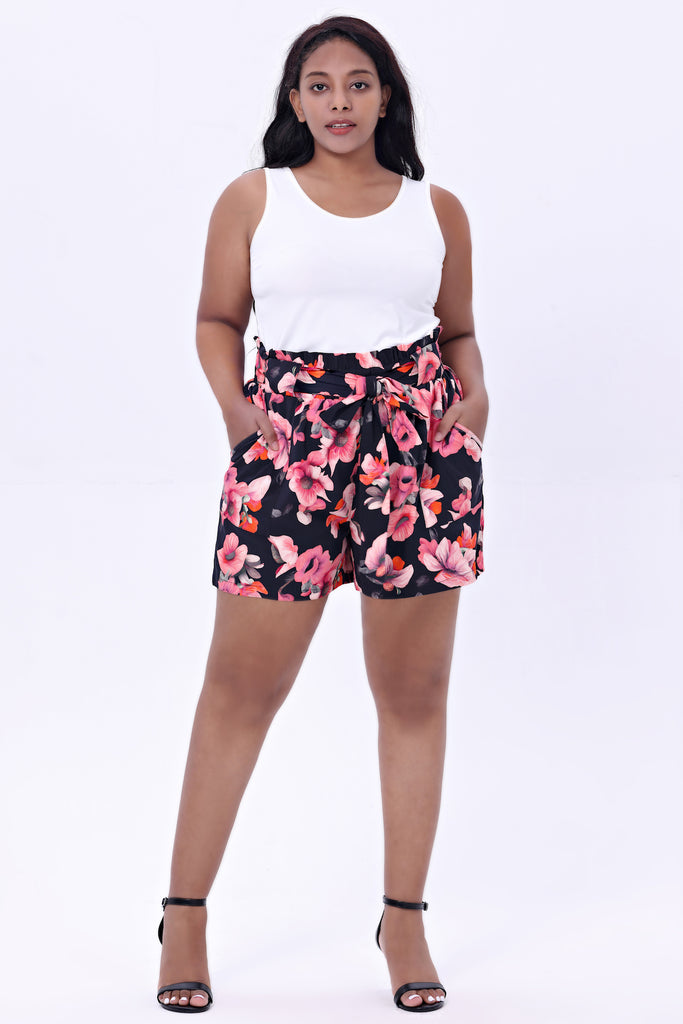 Paper Flower Hi-Waisted Shorts