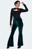 Green Velvet Flared Pants