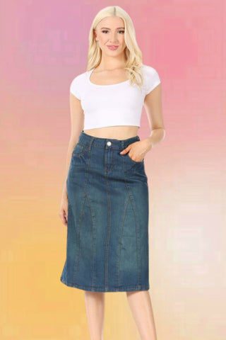 Stone Wash Denim Skirt