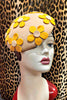 Yellow Felt Floral Pill Box Hat