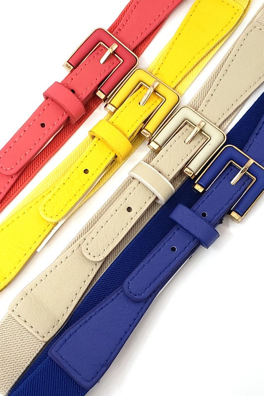 Skinny Orange Stretch Buckle Belt