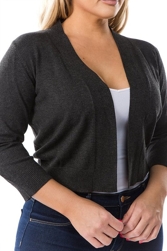 Open Bolero Cardigan: Charcoal Grey